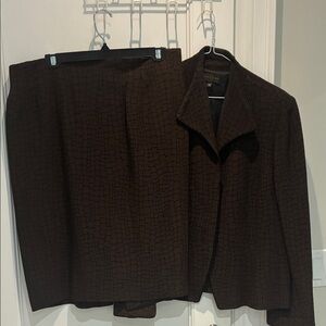 Ann Ciona Sophisticated Dark Brown Wool Blend Skirt Set🔆